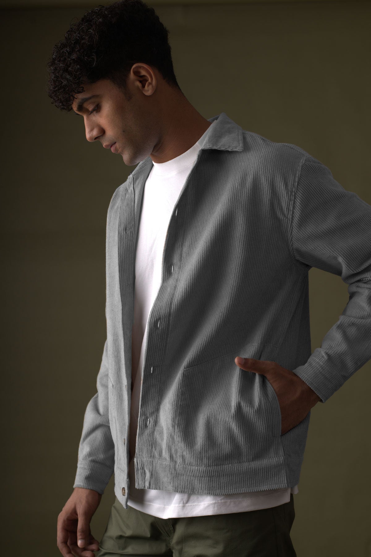 Grey Corduroy Jacket Beyours Essentials Private Limited