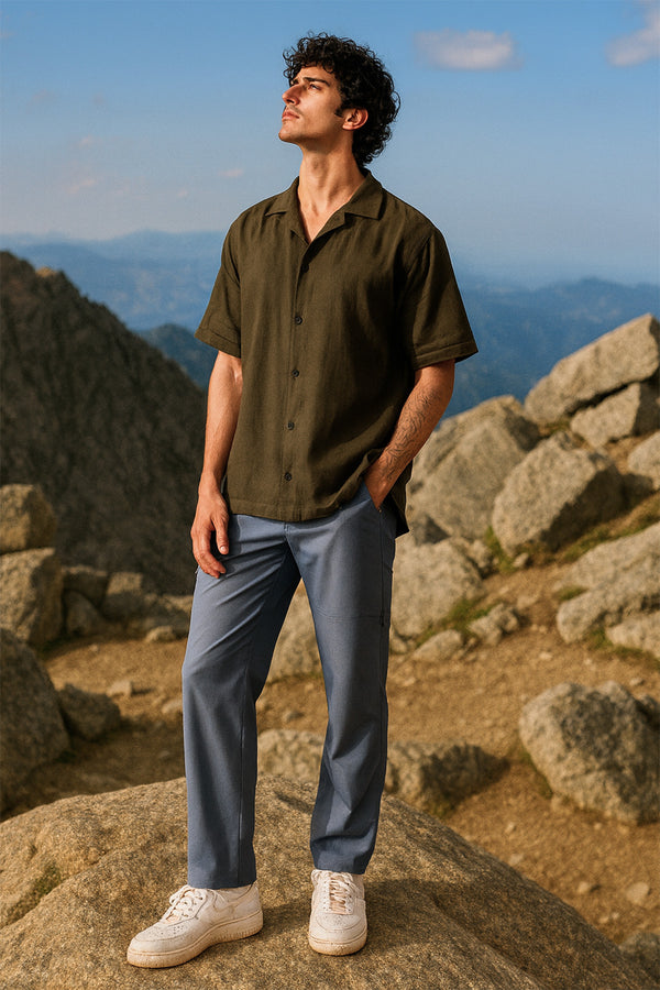 Steel Grey Travel Cargo Pants for men in triblend fabric - viscose, polyester & elastane