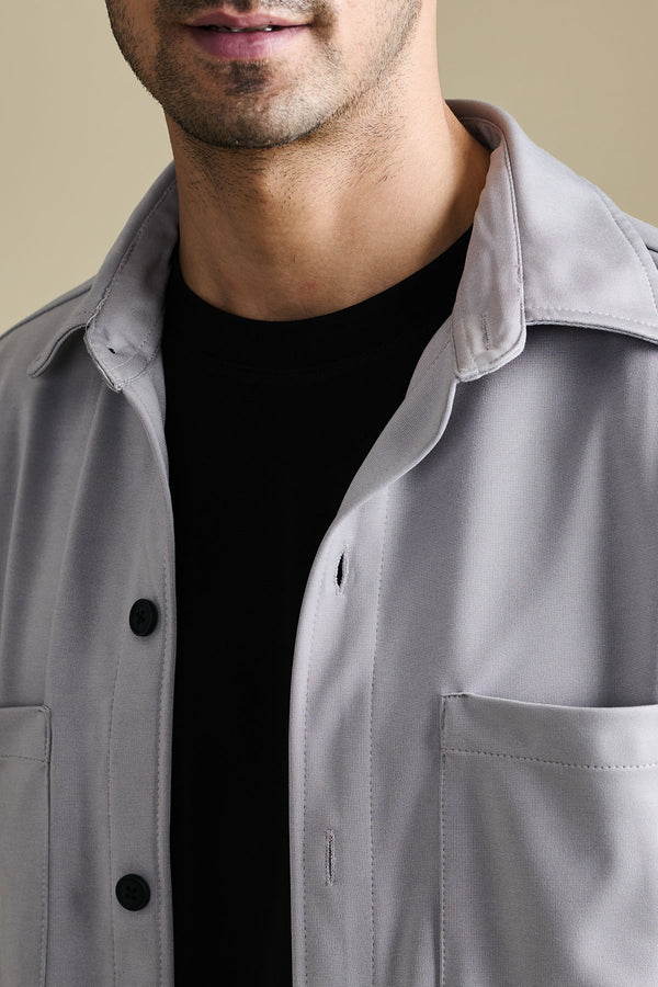 Knit Slate Grey Overshirt for men — regular fit to layer