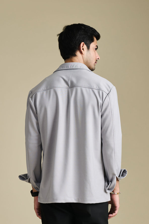 Knit Slate Grey Overshirt for men — regular fit to layer