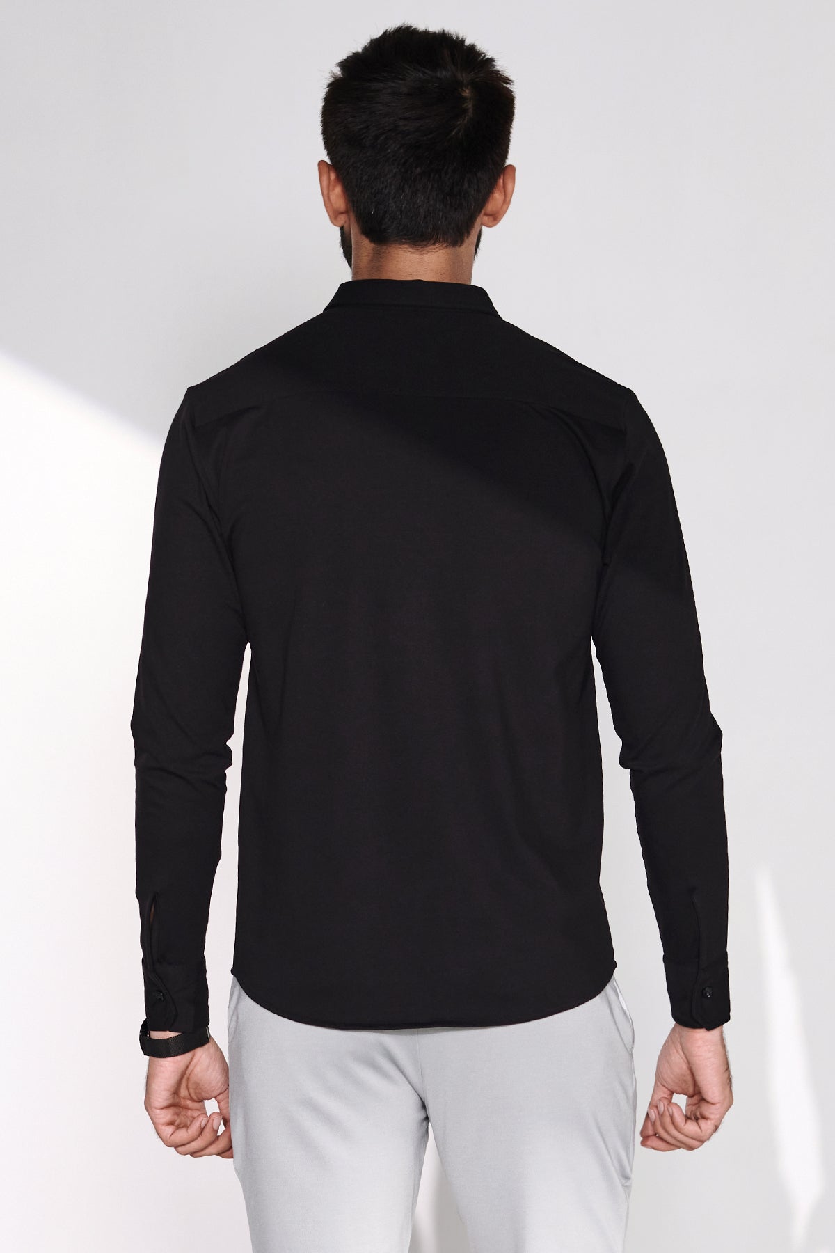 The Black Full Sleeve Knit Shirt Beyours Essentials Private Limited