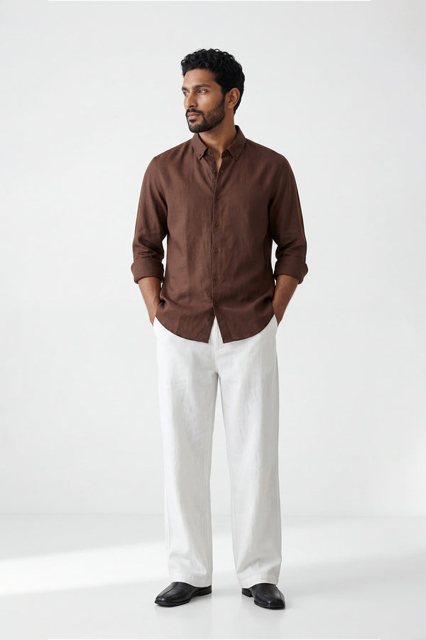 Autumn Wood Linen Shirt for men — breathable and lightweight