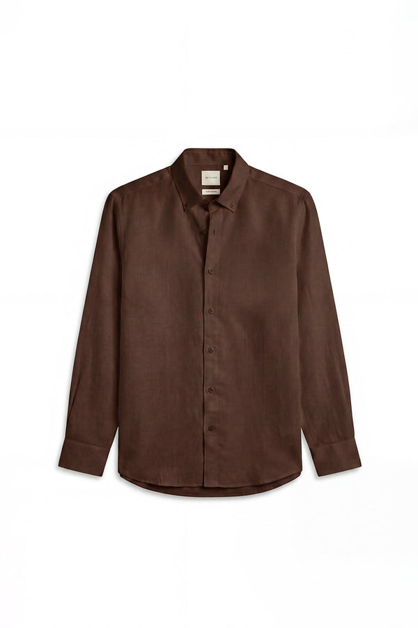 Autumn Wood Linen Shirt for men in 100% Belgian Linen (60s)