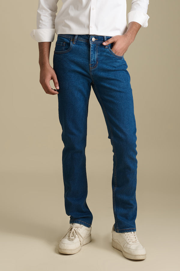 Mid Blue Denim Jeans for men in 98% premium cotton, 2% elastane