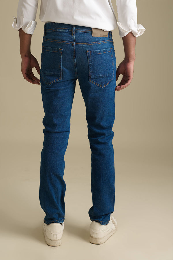 Mid Blue Denim Jeans for men in 98% premium cotton, 2% elastane
