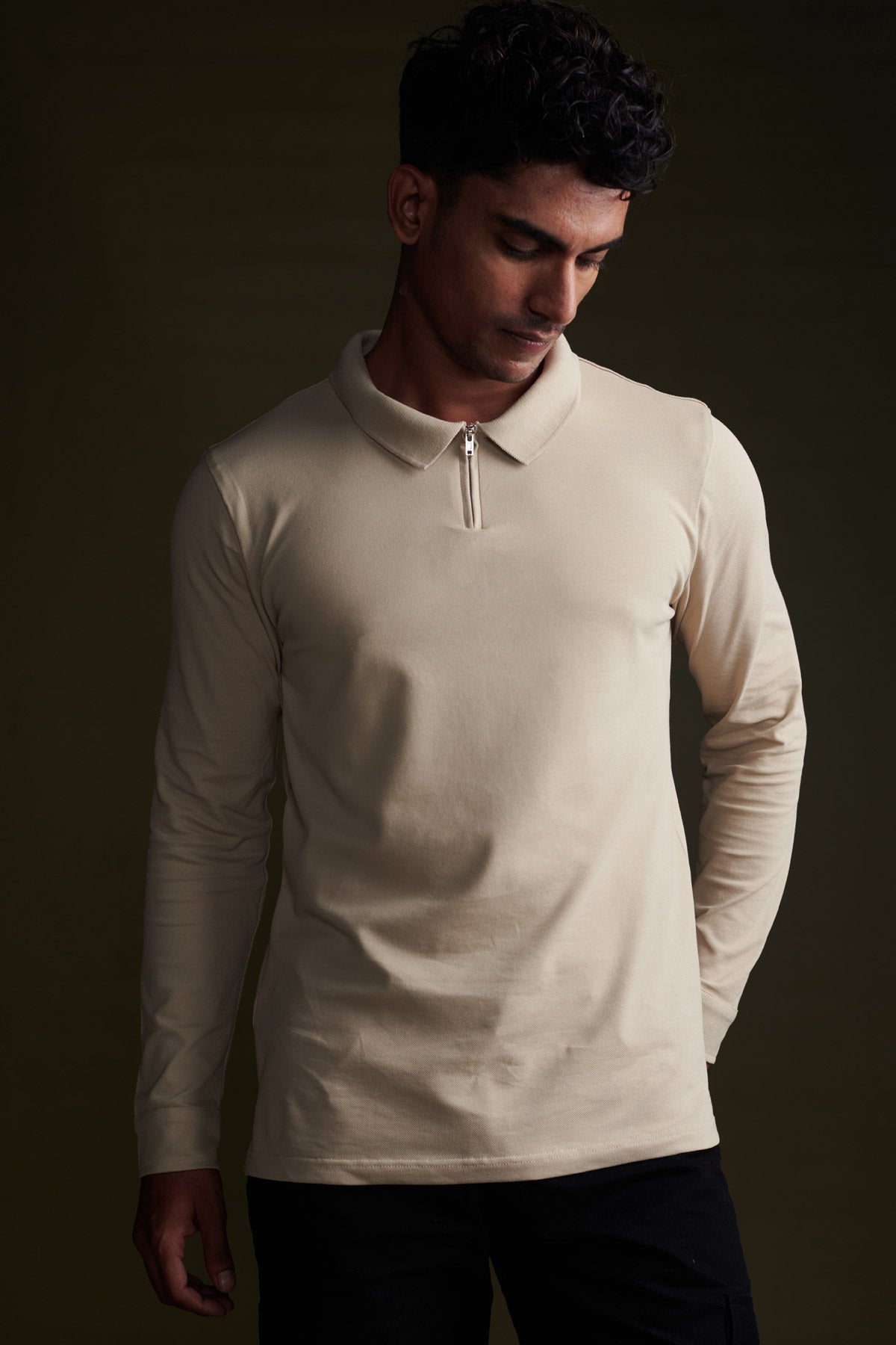 Pure Beige Full Sleeve Polo Beyours Essentials Private Limited