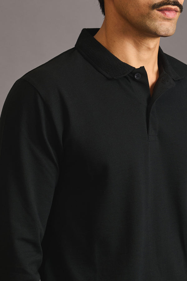 Pure Black Rare Polo for men — slim fit