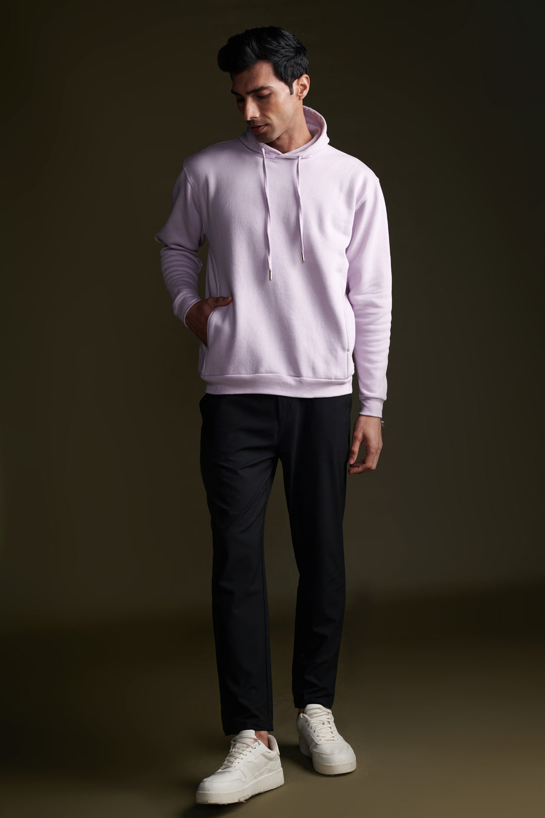 Men's Lavender Solid Hoodie
