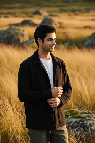 Textured Jet Black Overshirt