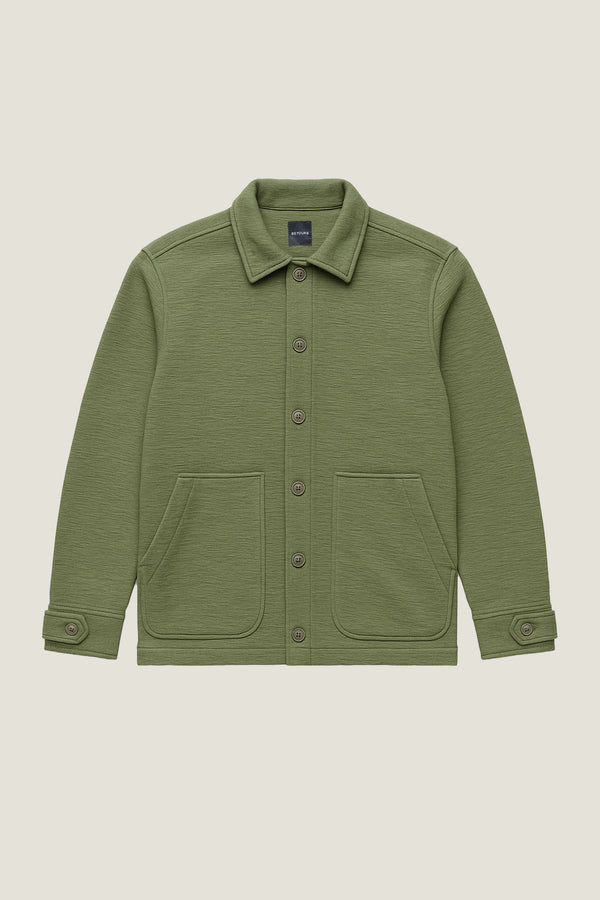 Textured Vintage Olive Overshirt for men in fabric - 100% premium cotton