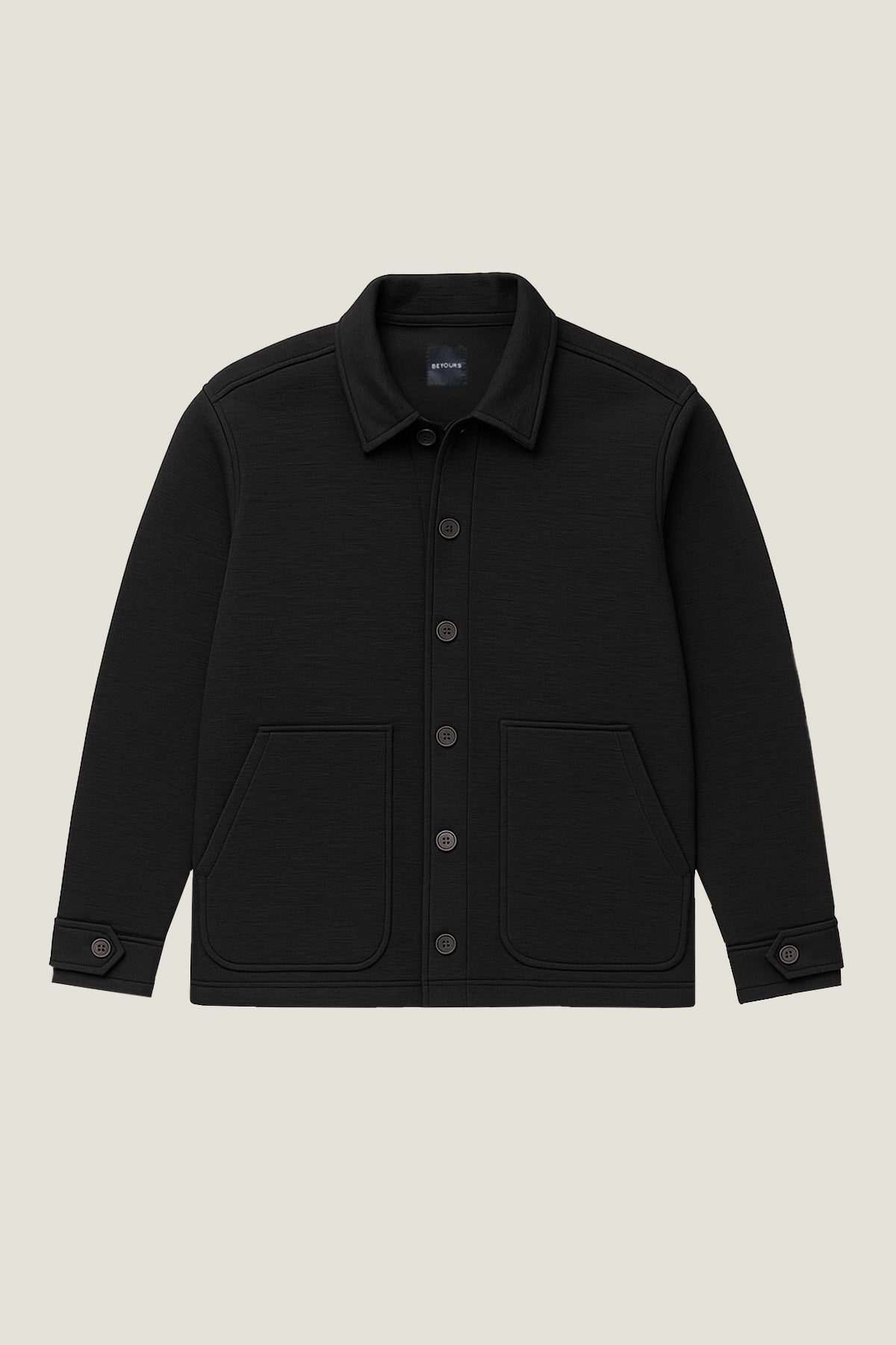 Textured Jet Black Overshirt