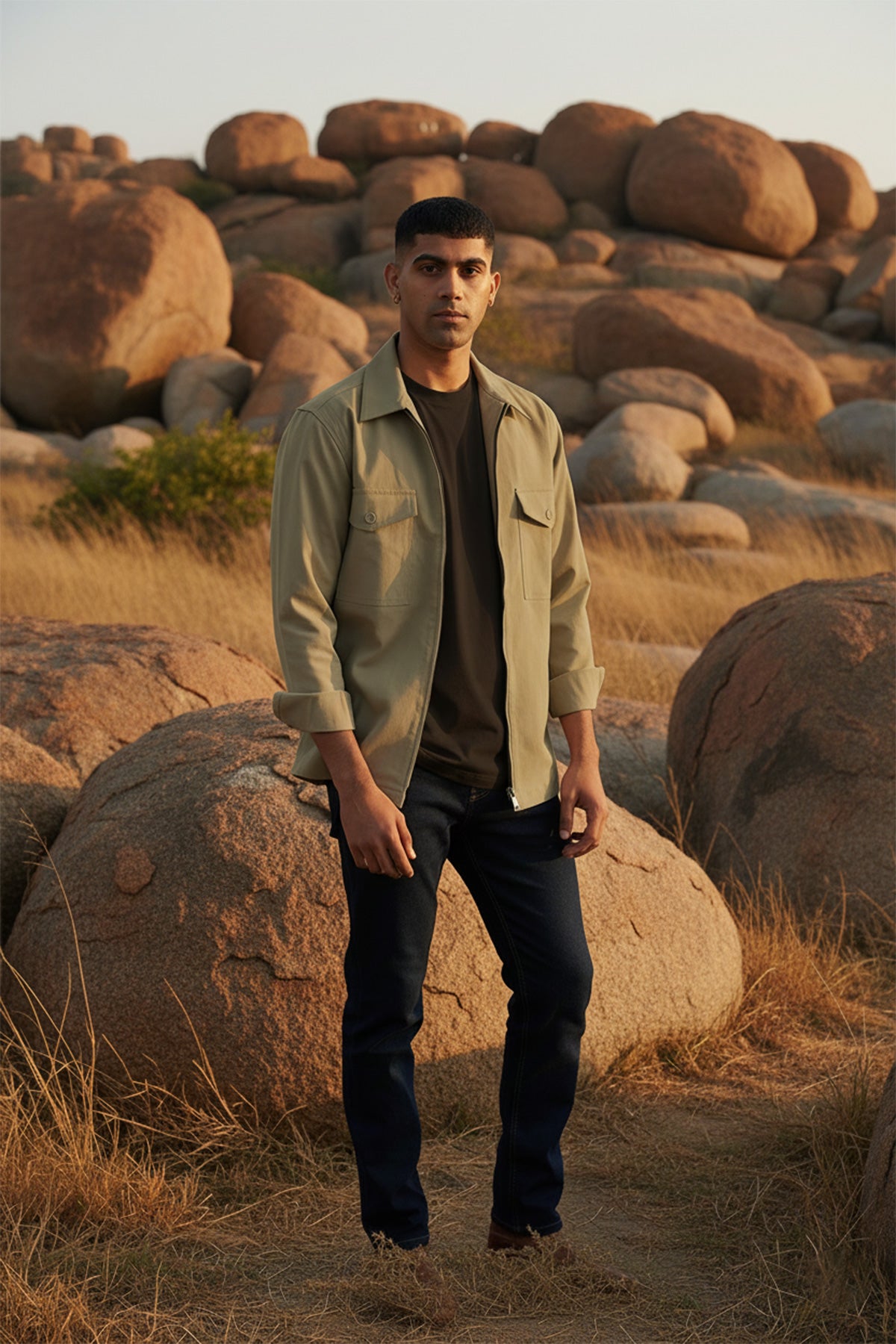 Dark Olive Utility Overshirt