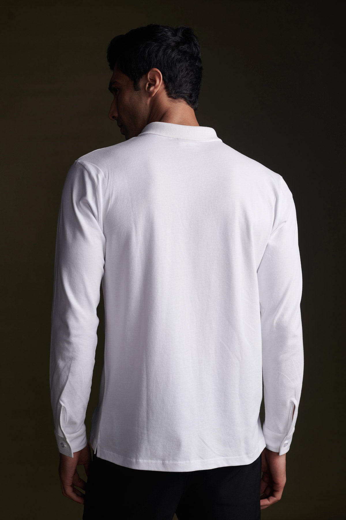 White Polo Full Sleeve Beyours Essentials Private Limited