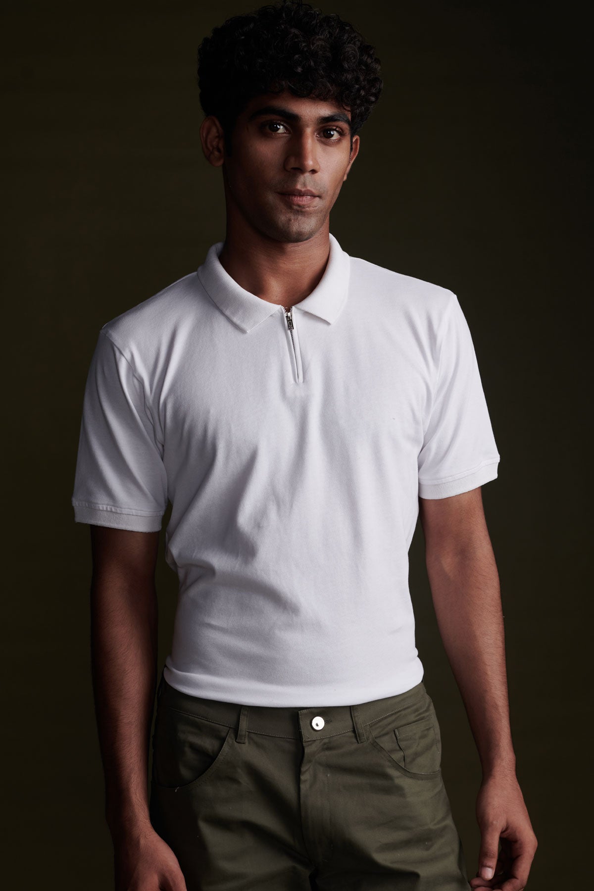 White Polo Half Sleeve Beyours Essentials Private Limited