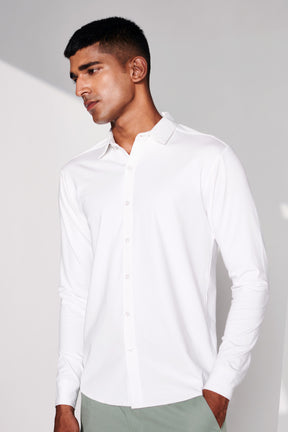 Buy Full Sleeve Pure White Knit Shirt | Beyours