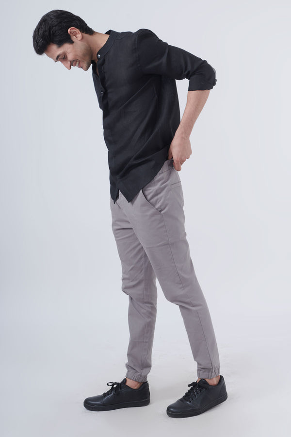 Black Night Linen Shirt for men — regular fit