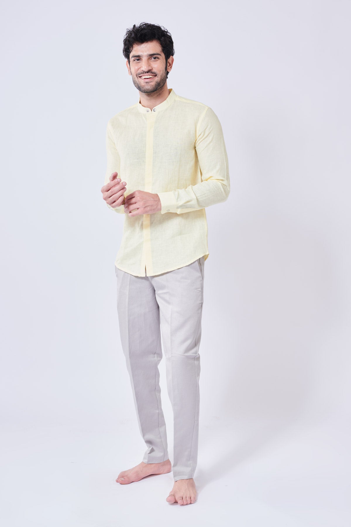 Pastel Yellow Linen Shirt Beyours