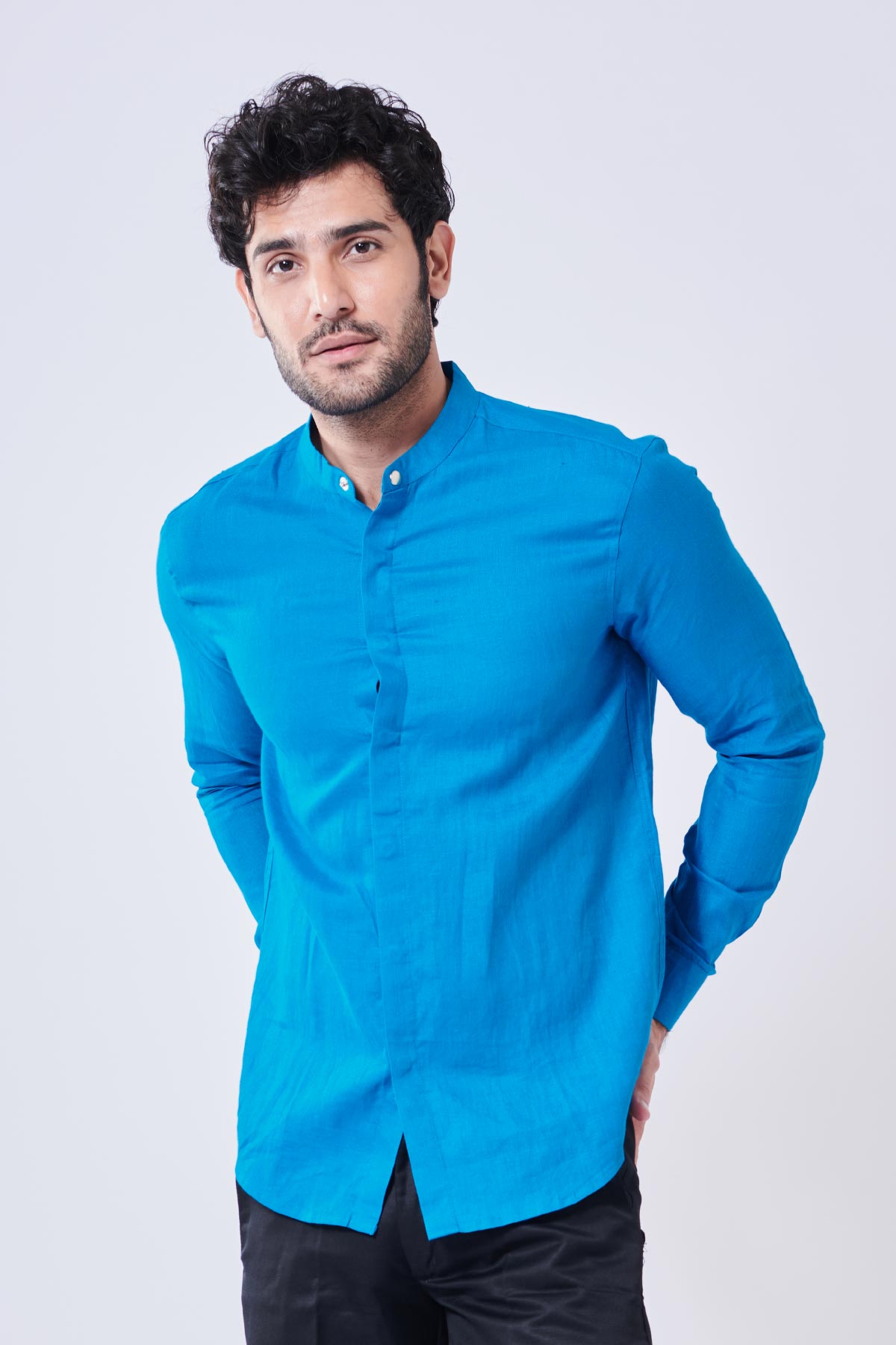 Turkish Blue Linen Shirt Beyours