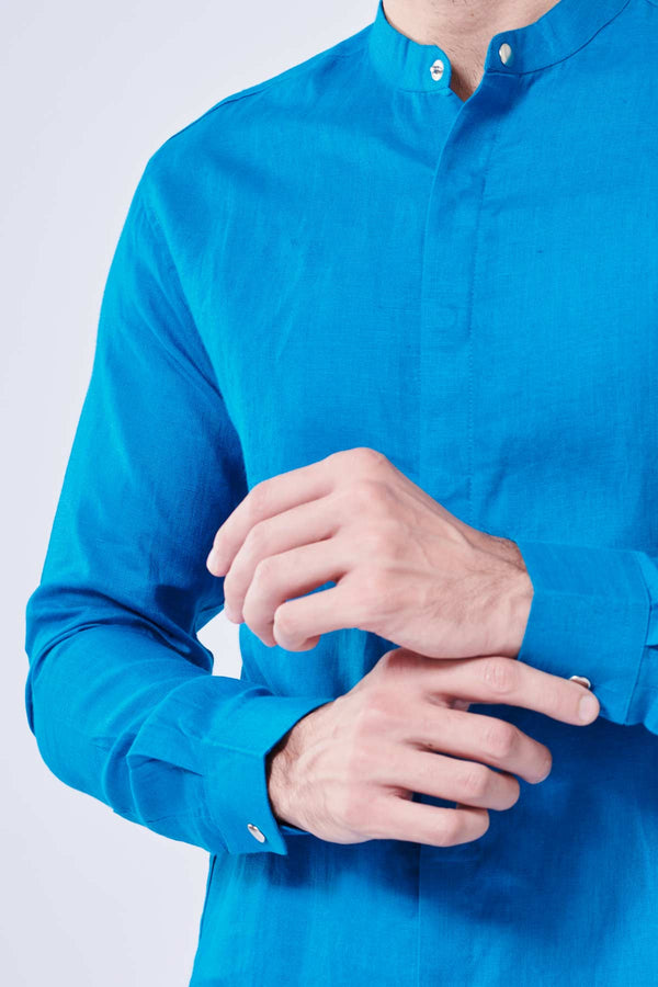 Turkish Blue Linen Shirt Beyours