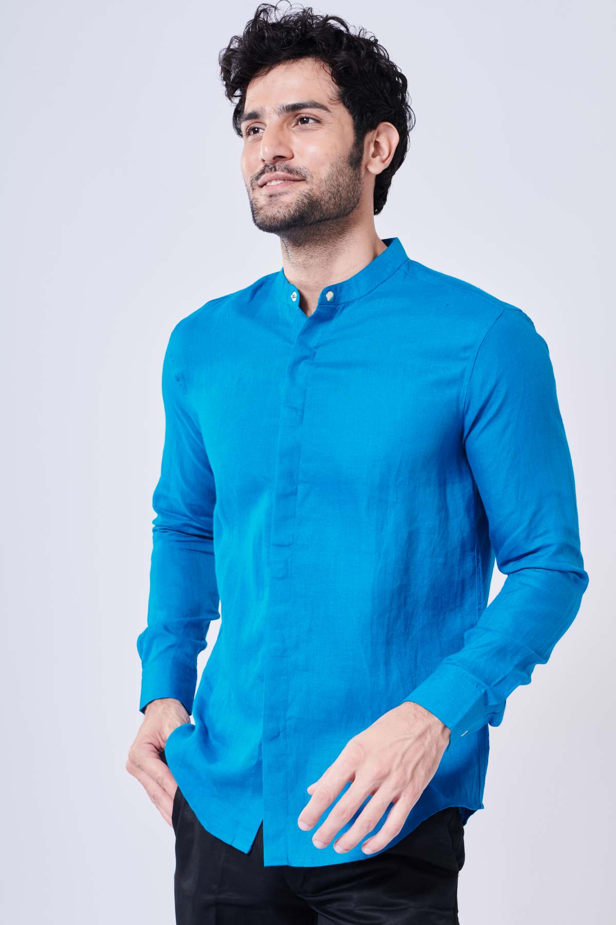 Turkish Blue Linen Shirt Beyours