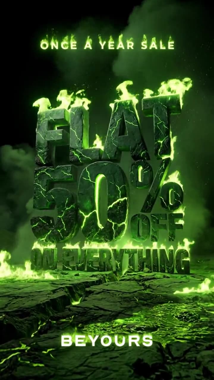 Once a Year Sale: flat 50% off on everything
